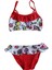 Kız Çocuk Desenli Kırmızı Büstiyer Bikini Takımı 1