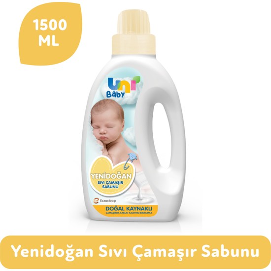 Uni Baby Yenidoğan Bebekler İçin Sıvı Çamaşır Sabunu 1500 ml – Hassas Ciltlere Uygun Güvenli Temizlik
