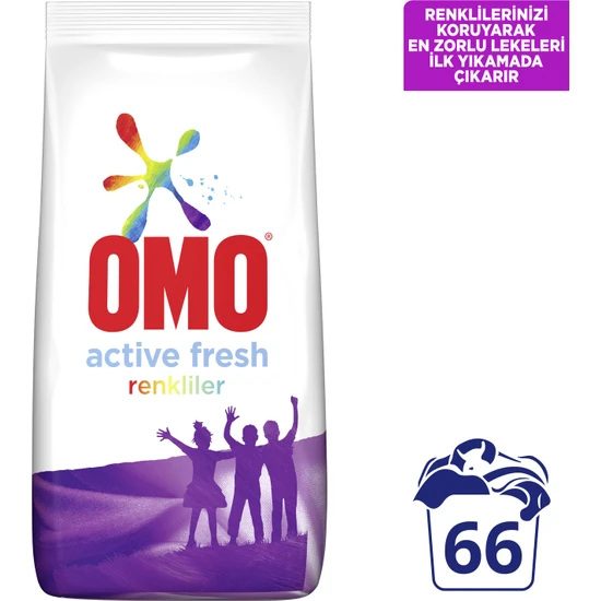 Omo Active Fresh Toz Çamaşır Deterjanı Renkliler 10 KG 66 Yıkama