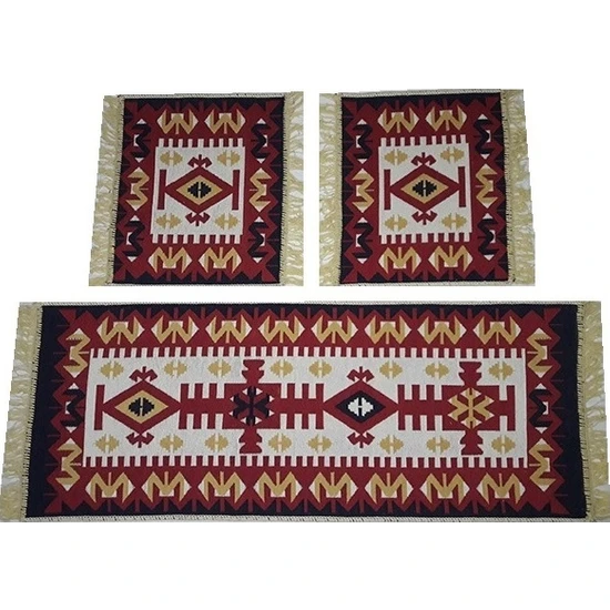 Voho Tekstil Oto Koltuk Kilimi Ön Arka Koltuk 3 Parça - Çift Taraflı Araba Kilim Takımı