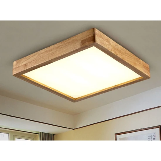 Wood Design World Ahşap Çerçeve Tavan LED Aydınlatma Avize