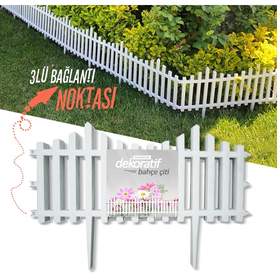 Morpanya Dekoratif Bahçe Çiti Plastik Çit Peyzaj Koruma Panel 59X39X26 cm 1 Adet Beyaz