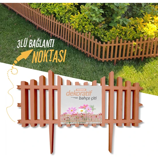 Morpanya Dekoratif Bahçe Çiti Plastik Çit Peyzaj Koruma Panel 59X39X26 cm 1 Adet Kahverengi