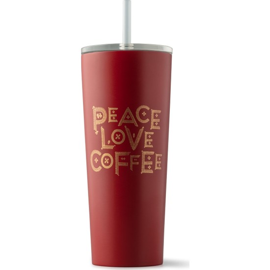 Starbucks® Kırmızı Renkli "peace-Love-Coffee" Tasarımlı Soğuk Içecek Bardağı - 473 ml
