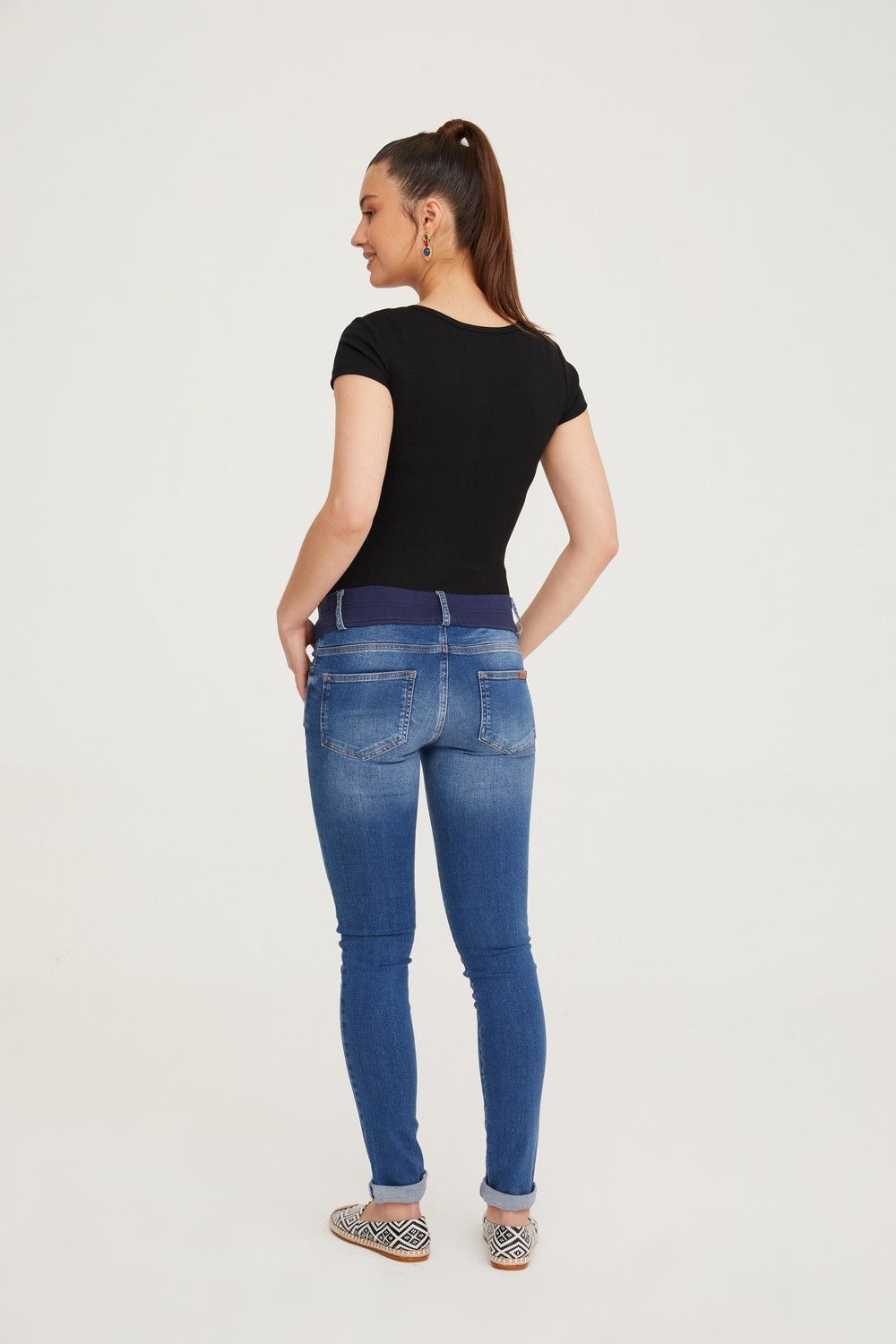 Vavien Hamile Skinny Jean Likralı Denim Pantolon Koyu Mavi 1073 görsel 3