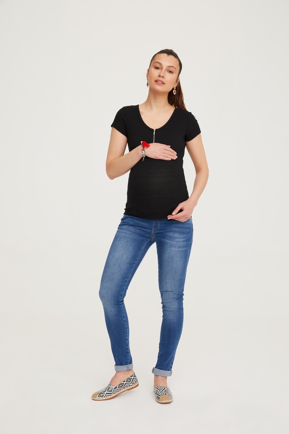 Vavien Hamile Skinny Jean Likralı Denim Pantolon Koyu Mavi 1073 görsel 4