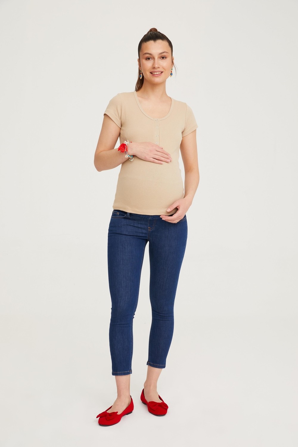 Vavien Hamile Skinny Jean Likralı Denim Pantolon Mavi 1071
