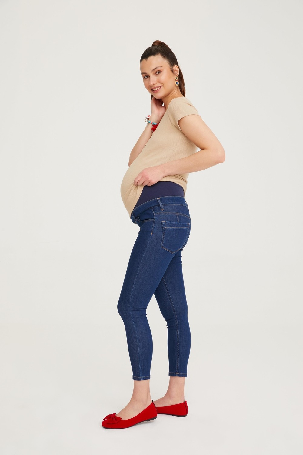 Vavien Hamile Skinny Jean Likralı Denim Pantolon Mavi 1071 görsel 4