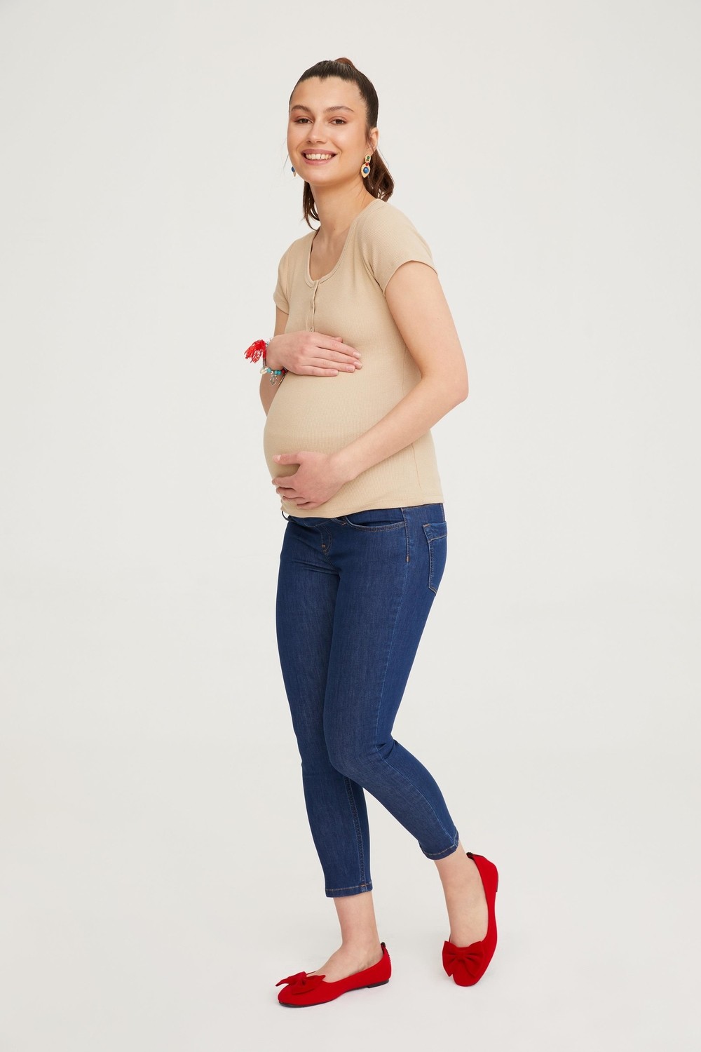 Vavien Hamile Skinny Jean Likralı Denim Pantolon Mavi 1071 görsel 5