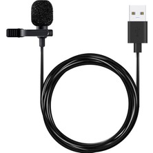 Microsonic USB Microphone, USB Girişli Yaka Mikrofonu 1.5 mt Siyah