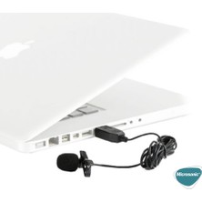 Microsonic USB Microphone, USB Girişli Yaka Mikrofonu 1.5 mt Siyah