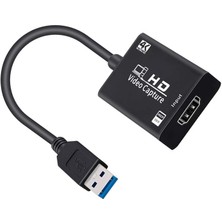 Microsonic 4K HD Video Capture Kablo, USB HDMI Adaptör Çevirici Siyah