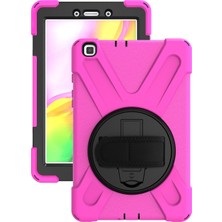 MobaxAksesuar Samsung Galaxy Tab A 10.1 T510 Kılıf T515 T517 Defender Standlı Askılı Tank Zırhlı Case Pembe