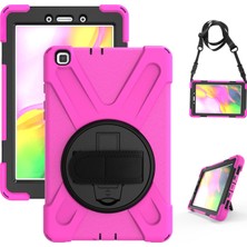 MobaxAksesuar Samsung Galaxy Tab A 10.1 T510 Kılıf T515 T517 Defender Standlı Askılı Tank Zırhlı Case Pembe