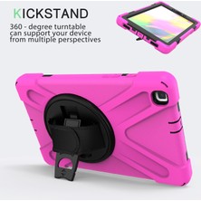 MobaxAksesuar Samsung Galaxy Tab A 10.1 T510 Kılıf T515 T517 Defender Standlı Askılı Tank Zırhlı Case Pembe