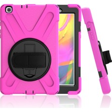 MobaxAksesuar Samsung Galaxy Tab A 10.1 T510 Kılıf T515 T517 Defender Standlı Askılı Tank Zırhlı Case Pembe