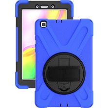 MobaxAksesuar Samsung Galaxy Tab A 10.1 T510 Kılıf T515 T517 Defender Standlı Askılı Tank Zırhlı Case Mavi