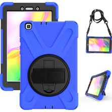 MobaxAksesuar Samsung Galaxy Tab A 10.1 T510 Kılıf T515 T517 Defender Standlı Askılı Tank Zırhlı Case Mavi