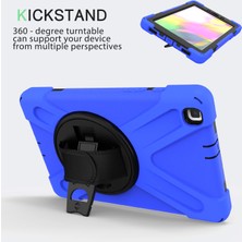 MobaxAksesuar Samsung Galaxy Tab A 10.1 T510 Kılıf T515 T517 Defender Standlı Askılı Tank Zırhlı Case Mavi