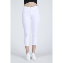 Muchas Butik Beyaz Paçası Kesik Kadın Skinny Jean