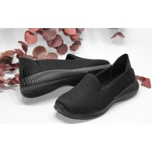 Servet Ultra Hafif Düz Taban Bağsız Siyah Günlük Aqua Spor Ayakkabı