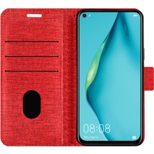 Huawei P40 Lite Kılıf Fitcase Fabric Kapaklı Cüzdanlı