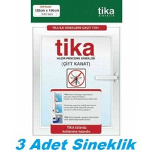 Dünya 3 Adet Tika Hazır Pencere Sinekliği, 125*150 cm Çift Kanat Tül Pencere Kapı Sineklik
