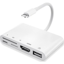 Dybox 5in1 Lightning HDMI Dijital Av Adaptör+ Otg USB Hub Kamera Tf Sd Okuyucu Ss-Ipoyh