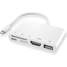 Dybox 5in1 Lightning HDMI Dijital Av Adaptör+ Otg USB Hub Kamera Tf Sd Okuyucu Ss-Ipoyh