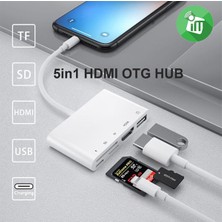 Dybox 5in1 Lightning HDMI Dijital Av Adaptör+ Otg USB Hub Kamera Tf Sd Okuyucu Ss-Ipoyh