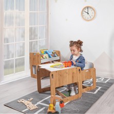 Minera Kumru Model Çocuk Çalışma Oyun Masa Sandalye Kitaplık ve Oyun Evi Seti