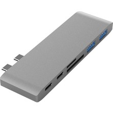 Dybox 6 In1 Usb-C Hub Daul  USB 3.0 Type-C Şarj Kart Reader Çoğaltıcı Hub