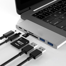 Dybox 6 In1 Usb-C Hub Daul  USB 3.0 Type-C Şarj Kart Reader Çoğaltıcı Hub