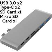 Dybox 6 In1 Usb-C Hub Daul  USB 3.0 Type-C Şarj Kart Reader Çoğaltıcı Hub