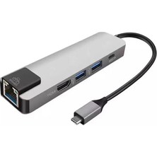 Dybox Gigabit USB 3.1 Type C To HDMI 2xusb 3.0 RJ45 Ethernet Dönüştürücü Adaptör