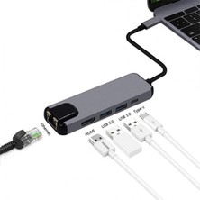 Dybox Gigabit USB 3.1 Type C To HDMI 2xusb 3.0 RJ45 Ethernet Dönüştürücü Adaptör