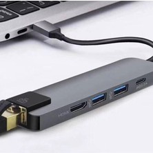 Dybox Gigabit USB 3.1 Type C To HDMI 2xusb 3.0 RJ45 Ethernet Dönüştürücü Adaptör