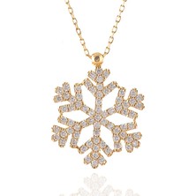 Prenses Pırlanta Kadın 14 Ayar Altın Taşlı Kar Tanesi Kolye