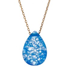 Prenses Pırlanta Kadın 14 Ayar Altın Turkuaz Mavi Taşlı Kolye