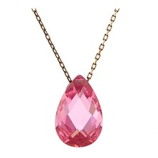 Prenses Pırlanta Kadın 14 Ayar Altın Damla Taşlı Pembe Renkli Kolye