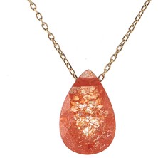 Prenses Pırlanta Kadın 14 Ayar Altın Turuncu Damla Taşlı Kolye