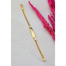 Prenses Pırlanta Çocuk 14 Ayar Altın Künye Bileklik