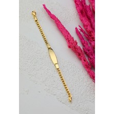 Prenses Pırlanta Çocuk 14 Ayar Altın Künye Bileklik