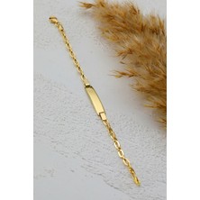 Prenses Pırlanta Çocuk 14 Ayar Altın Künye Bileklik