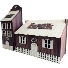 Pratik Dekor Mutfak Ahşap Ekmeklik ve Poşetlik Set Kahverengi