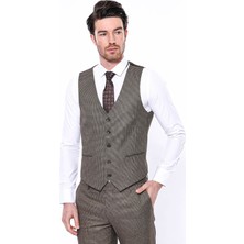 Wessi Erkek Düz Yaka Slim Fit Desenli Tek Yelek