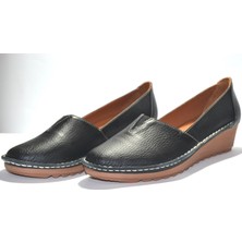 Beety 357 Hakiki Siyah Deri Günlük Kadın Ayakkabı