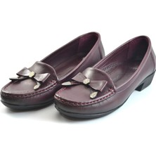 Beety 01 Hakiki Bordo Deri Klasik Ortapedik Kadın Ayakkabı