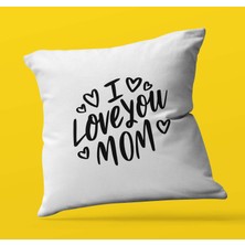Hediye Zengini Anneler Gününe Özel I Love Mom Tasarımlı | Saten Kare Yastık