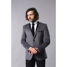 Wessi Erkek Iki Düğme Mono Yaka Velvet Slim Fit Ceket
